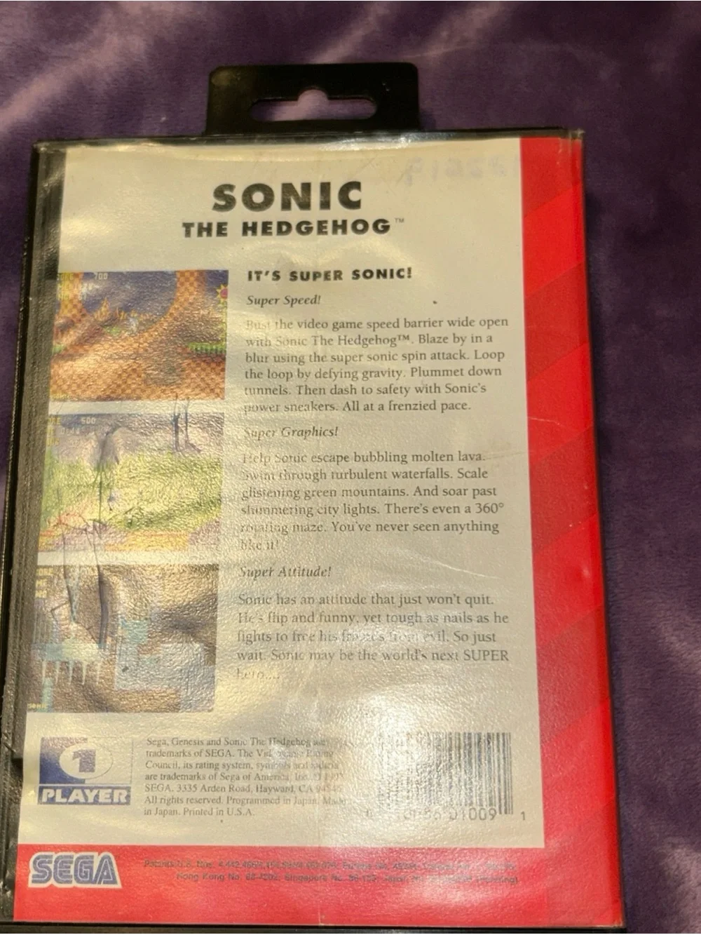 Sonic the Hedgehog (Sega Genesis, 1991) Case & Cartridge